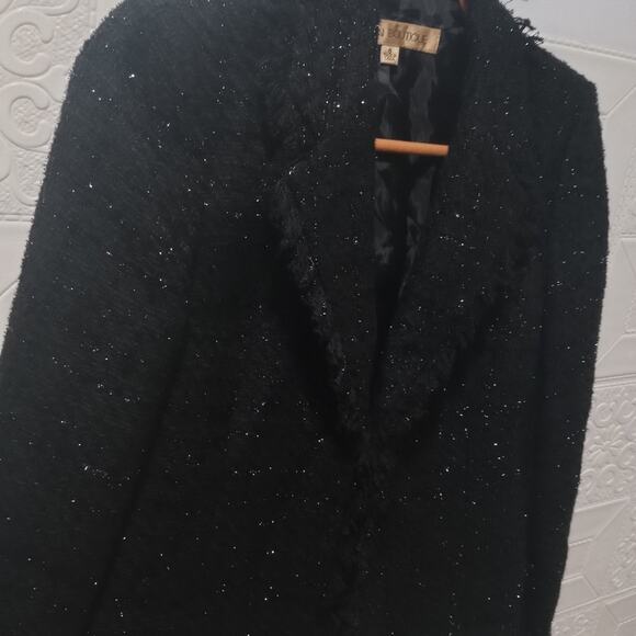 NIPON BOUTIQUE NOUVEAU EVENING TWEED METALLIC JACKET, BLACK - Picture 4 of 9